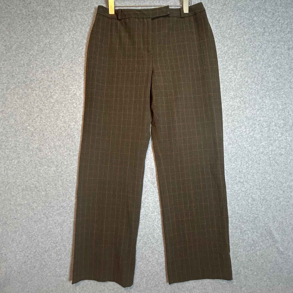 VTG Y2K Charter Club Slim It Up Dress Pants Womens 8 Brown Plaid Straight Leg